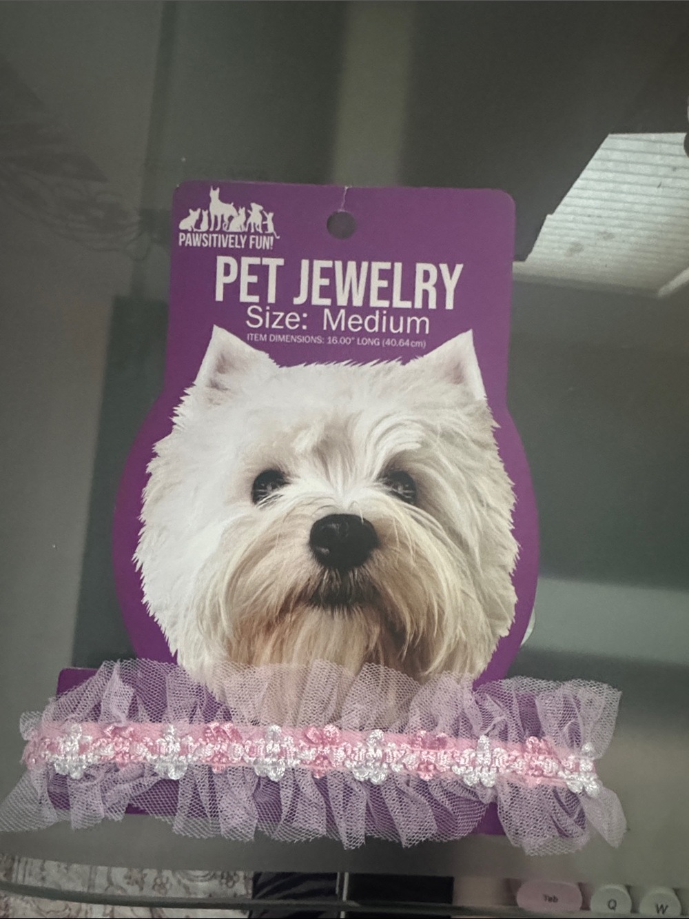 🐾 Pink Tulle Pet Jewelry Collar – Size Medium